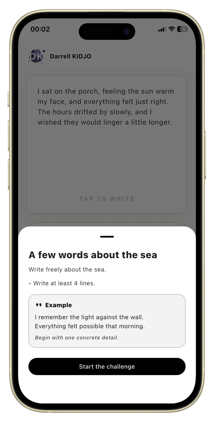 Daily writing challenge in Lyrai